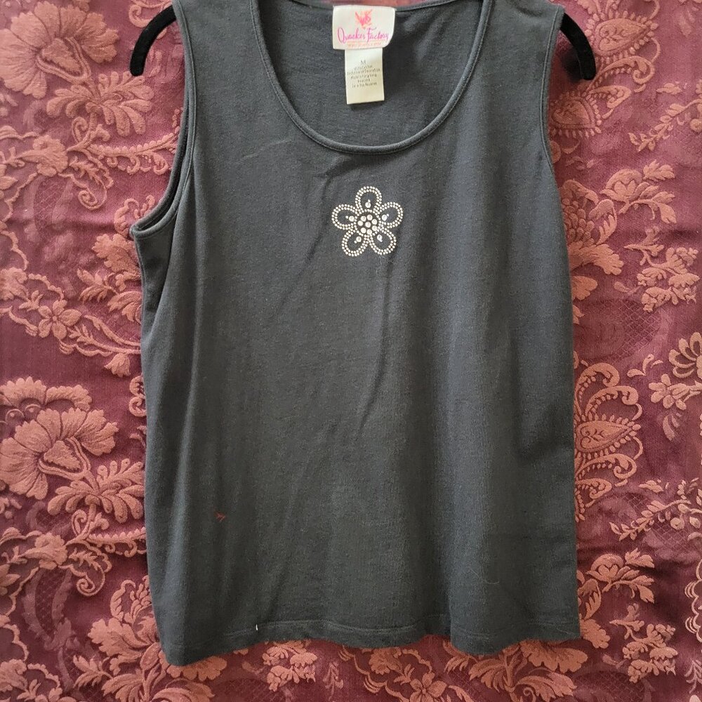 Quacker Factory Black Embellished Tank Top